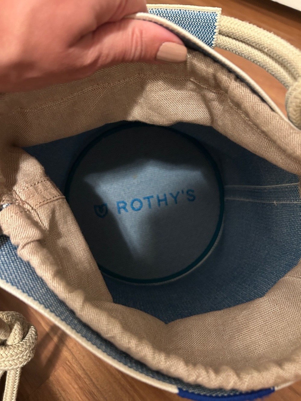 NWOT! ROTHY’S Light Blue Canvas Bucket Bag with Rope Handle - Picture 4 of 10